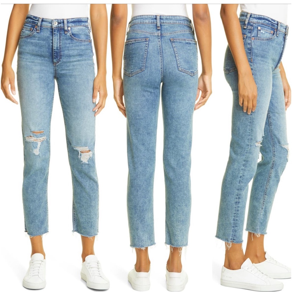 rag & bone Nina Ripped High Waisted Ankle Cigarette Jeans